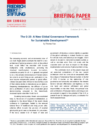 The G-20: a new global governance framework for sustainable development?