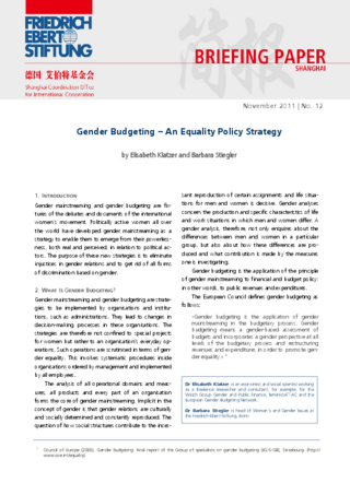 Gender budgeting - an equality policy strategy